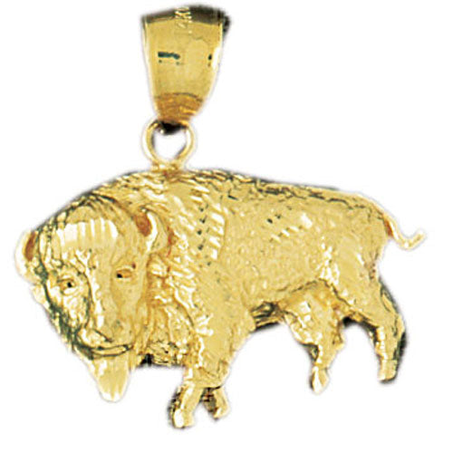 14k Yellow Gold Bison Charm