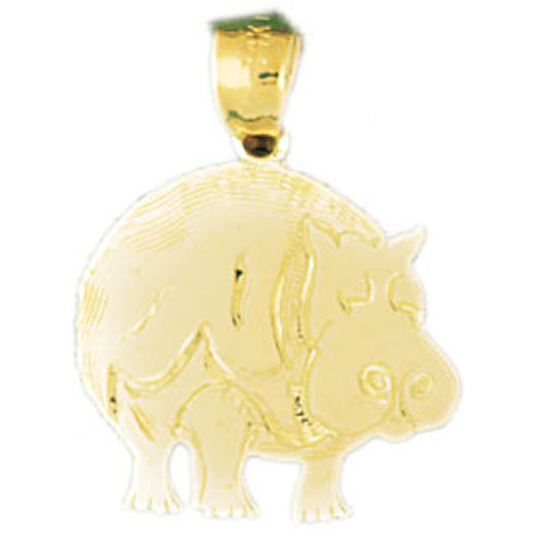 14k Yellow Gold Hippopotamus Charm