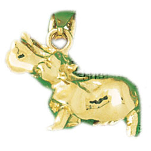 14k Yellow Gold 3-D Hippopotamus Charm