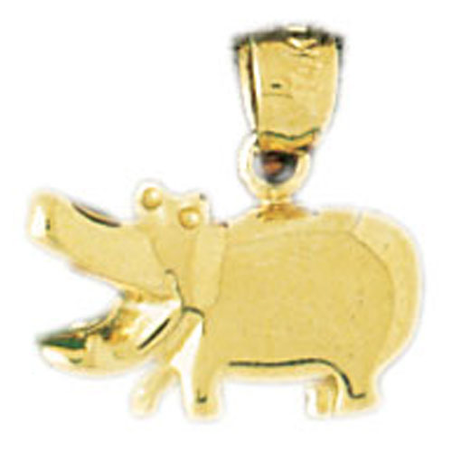 14k Yellow Gold Hippopotamus Charm