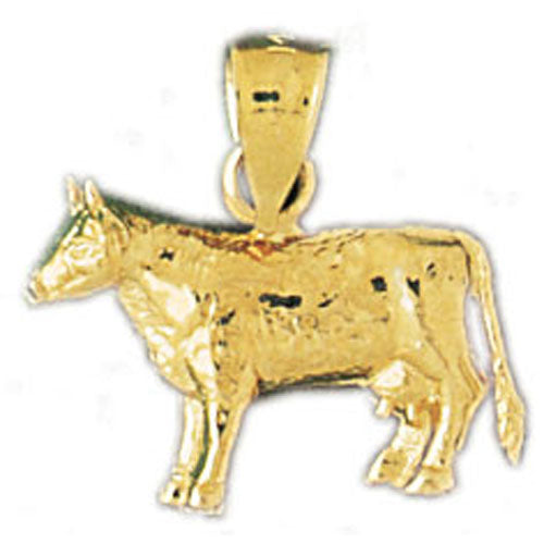 14k Yellow Gold Cow Charm