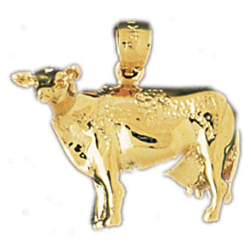 14k Yellow Gold Cow Charm