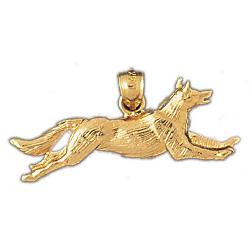 14k Yellow Gold Wolf Charm