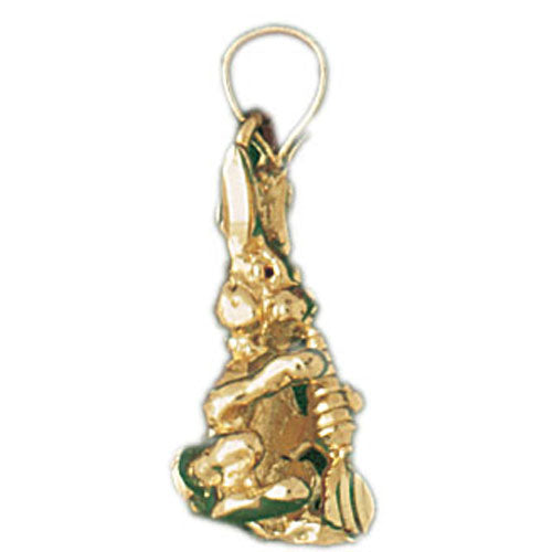 14k Yellow Gold 3-D Rabbit Charm