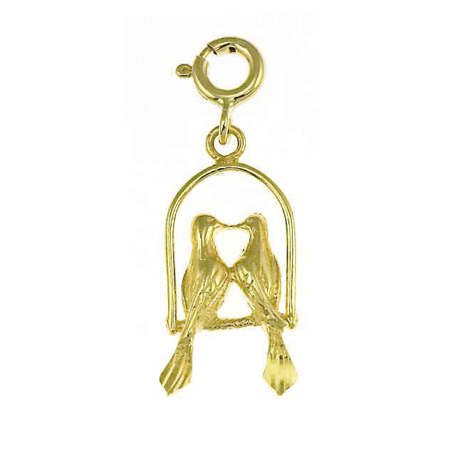 14k Yellow Gold Lovebirds Charm