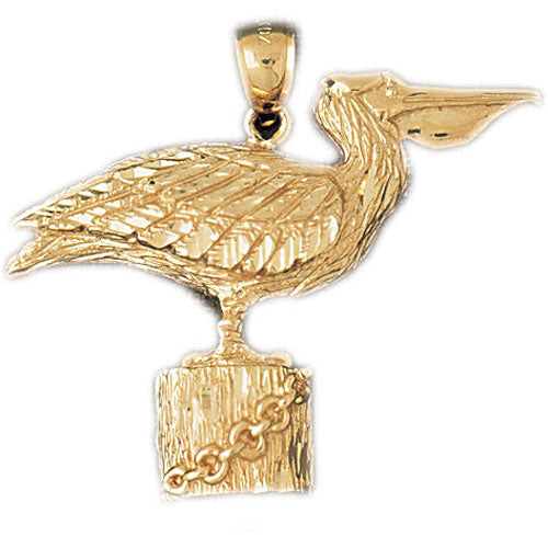 14k Yellow Gold Pelican Bird Charm