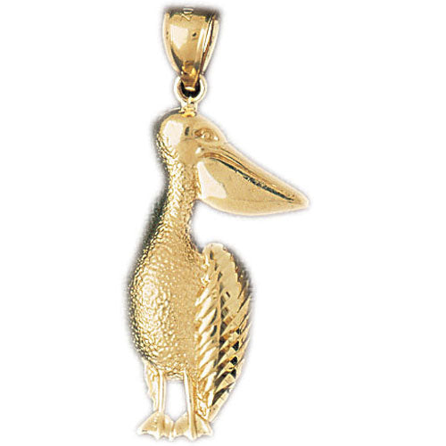 14k Yellow Gold Pelican Bird Charm