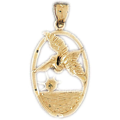 14k Yellow Gold Pelican Bird Charm