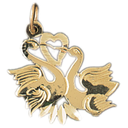 14k Yellow Gold Swan Charm