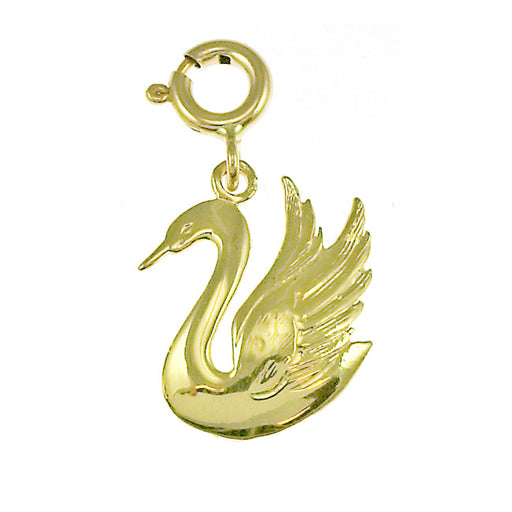 14k Yellow Gold Swan Charm