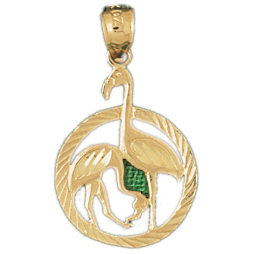 14k Yellow Gold Flamingo Charm