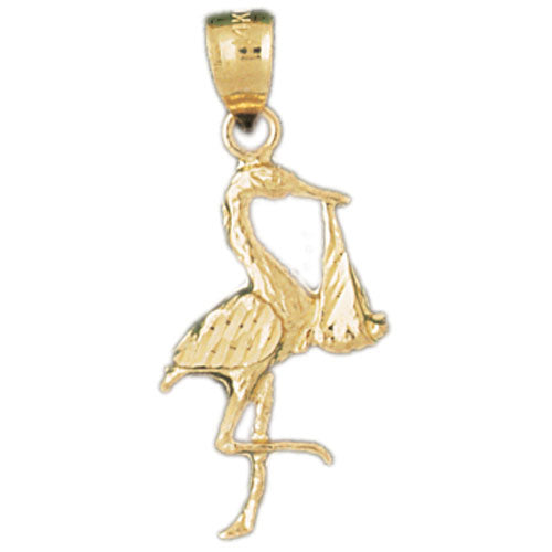 14k Yellow Gold Flamingo iBird Charm