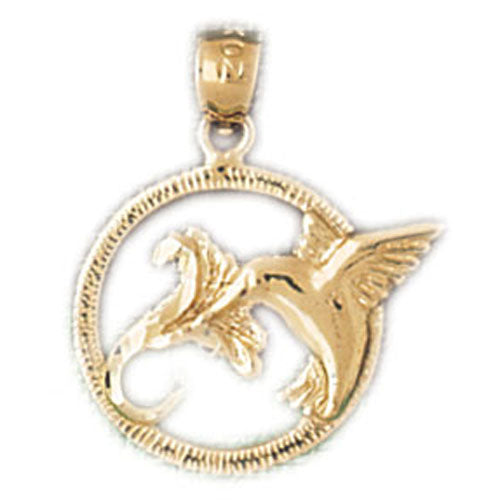 14k Yellow Gold Hummingbird Charm