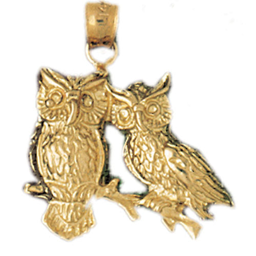 14k Yellow Gold Owl Charm