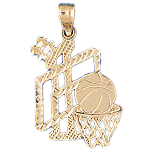 14k Yellow Gold Basketball Basket Charm