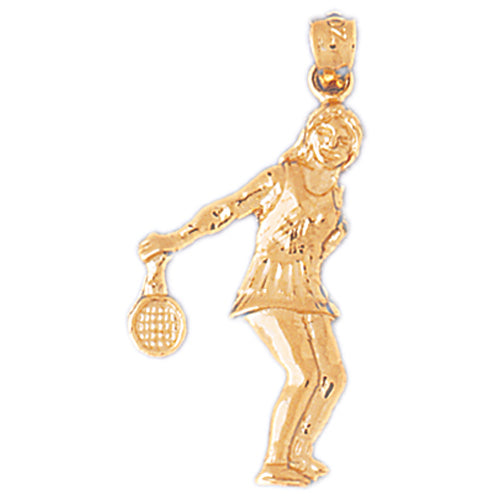 14k Yellow Gold Tennis Player Charm