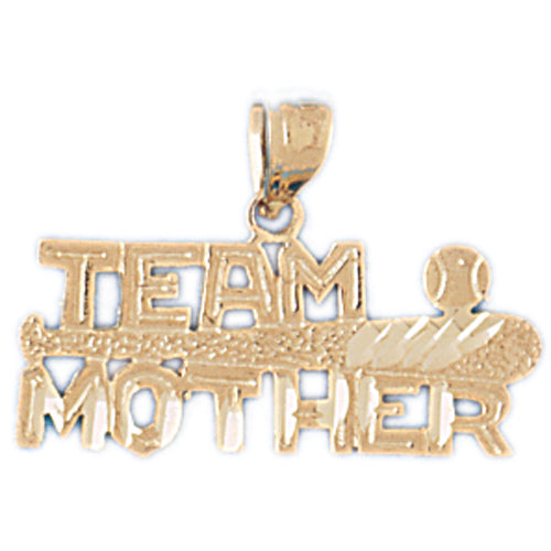 14k Yellow Gold Team Mother Ball and Bat Charm