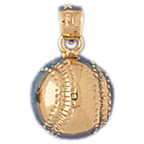 14k Yellow Gold Baseball Charm