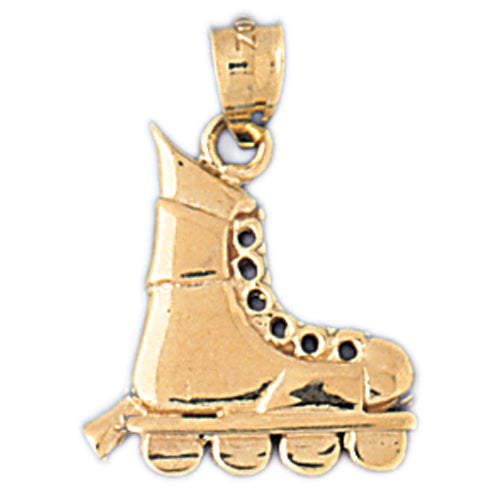 14k Yellow Gold Roller Blades Charm