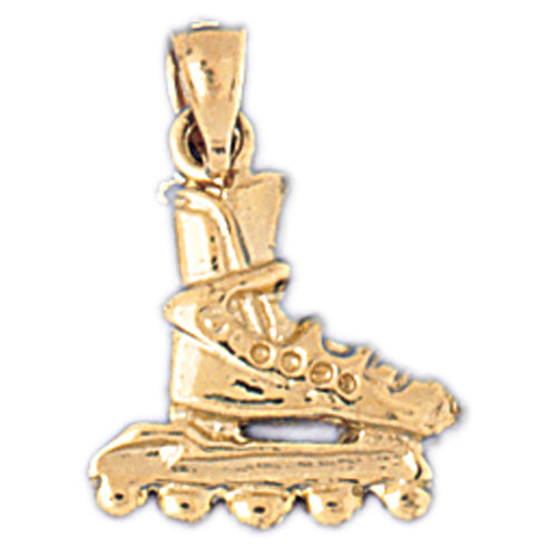 14k Yellow Gold Roller Blades Charm