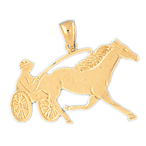 14k Yellow Gold Horse and Chariot Charm