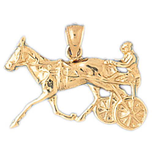 14k Yellow Gold Horse and Chariot Charm