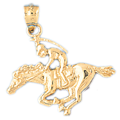 14k Yellow Gold Horse and Jockey Charm