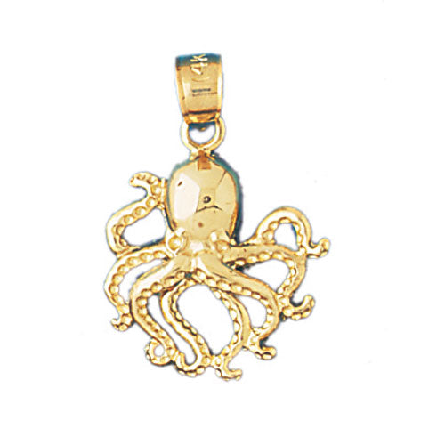 14k Yellow Gold Octopus Charm