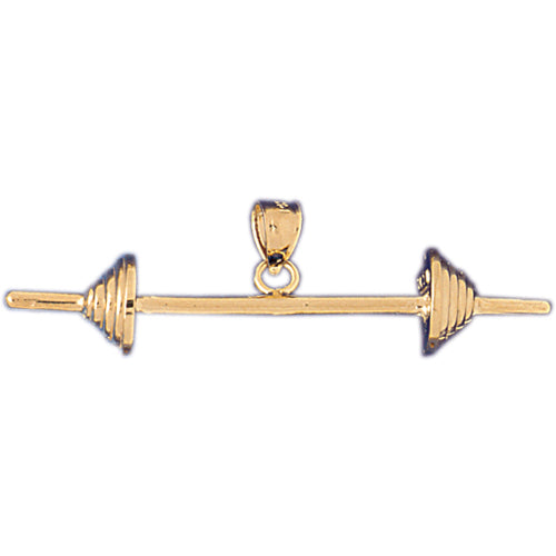 14k Yellow Gold 3-D Barbell Charm