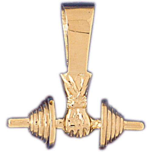 14k Yellow Gold 3-D Barbell Charm