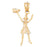 14k Yellow Gold 3-D Cheerleader Charm