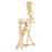 14k Yellow Gold 3-D Set of Skis Charm
