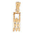 14k Yellow Gold 3-D Snow Sled Charm