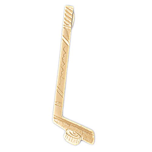 14k Yellow Gold Hockey Stick with Puck Charm