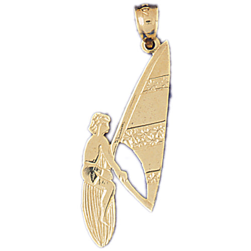 14k Yellow Gold Wind Surfer Charm