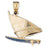 14k Yellow Gold 3-D Wind Surfing Charm