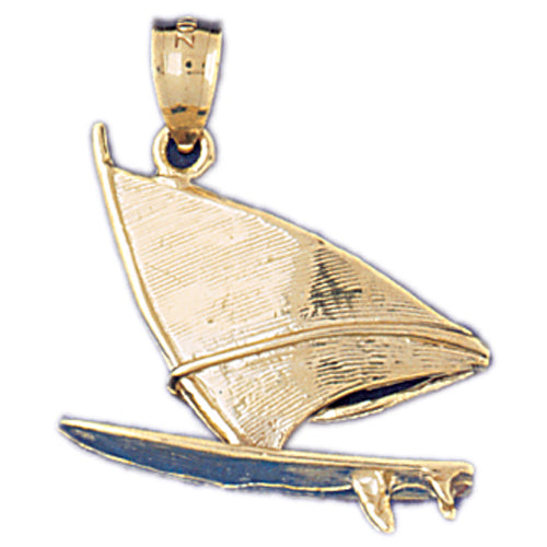 14k Yellow Gold 3-D Wind Surfing Charm