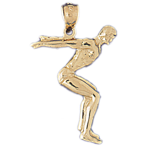14k Yellow Gold Diving Charm