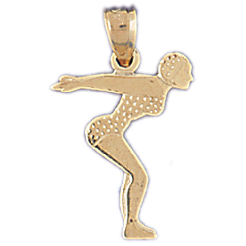 14k Yellow Gold Diving Charm