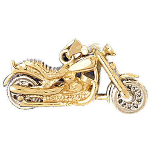 14k Yellow Gold 3-D Motorcycle Charm