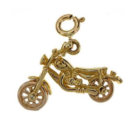 14k Yellow Gold 3-D Motorcycle Charm