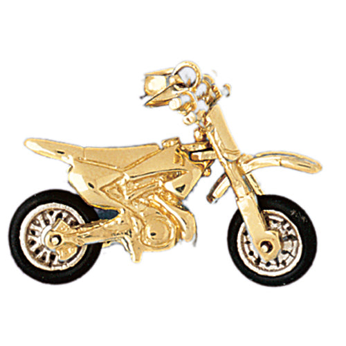 14k Yellow Gold 3-D Dirt Bike Charm