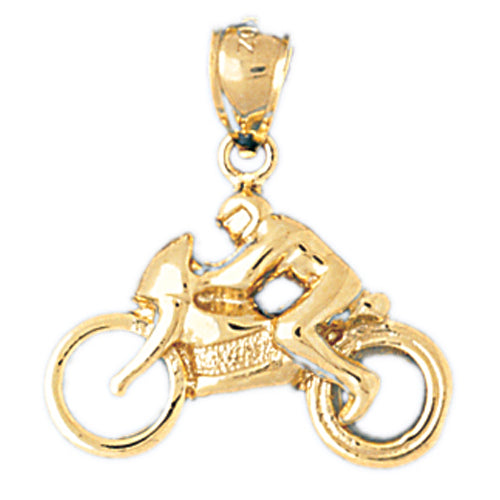 14k Yellow Gold Street Motorcycle Charm