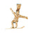 14k Yellow Gold 3-D Snow Boarder Charm