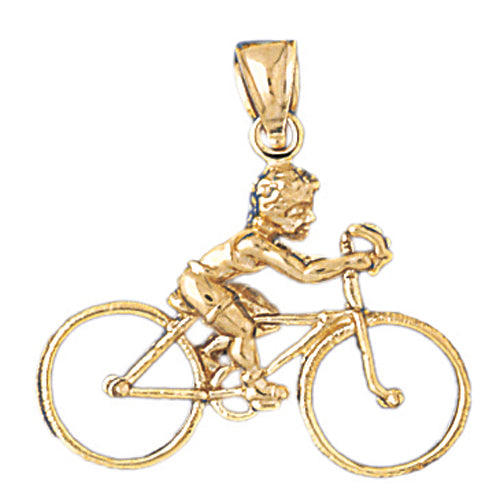 14k Yellow Gold 3-D Cycler Charm