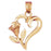 14k Yellow Gold Heart with Rose Charm