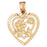 14k Yellow Gold Heart with Rose Charm