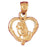 14k Yellow Gold Heart with Rose Charm