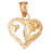 14k Yellow Gold Heart with Rose Charm