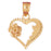 14k Yellow Gold Heart with Rose Charm